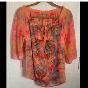 Women’s emerge World Wear Butterfly and Flower Blouse Size Medium